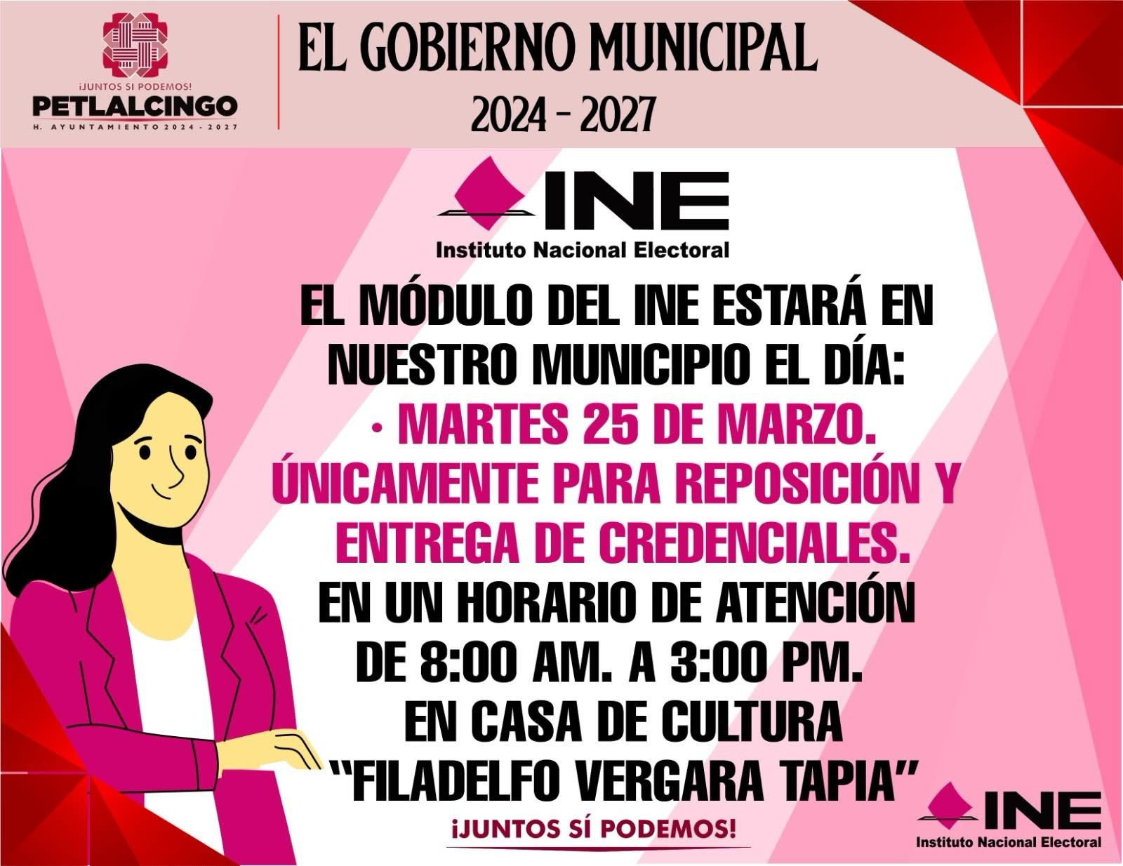 horarios de atención del módulo del INE.
